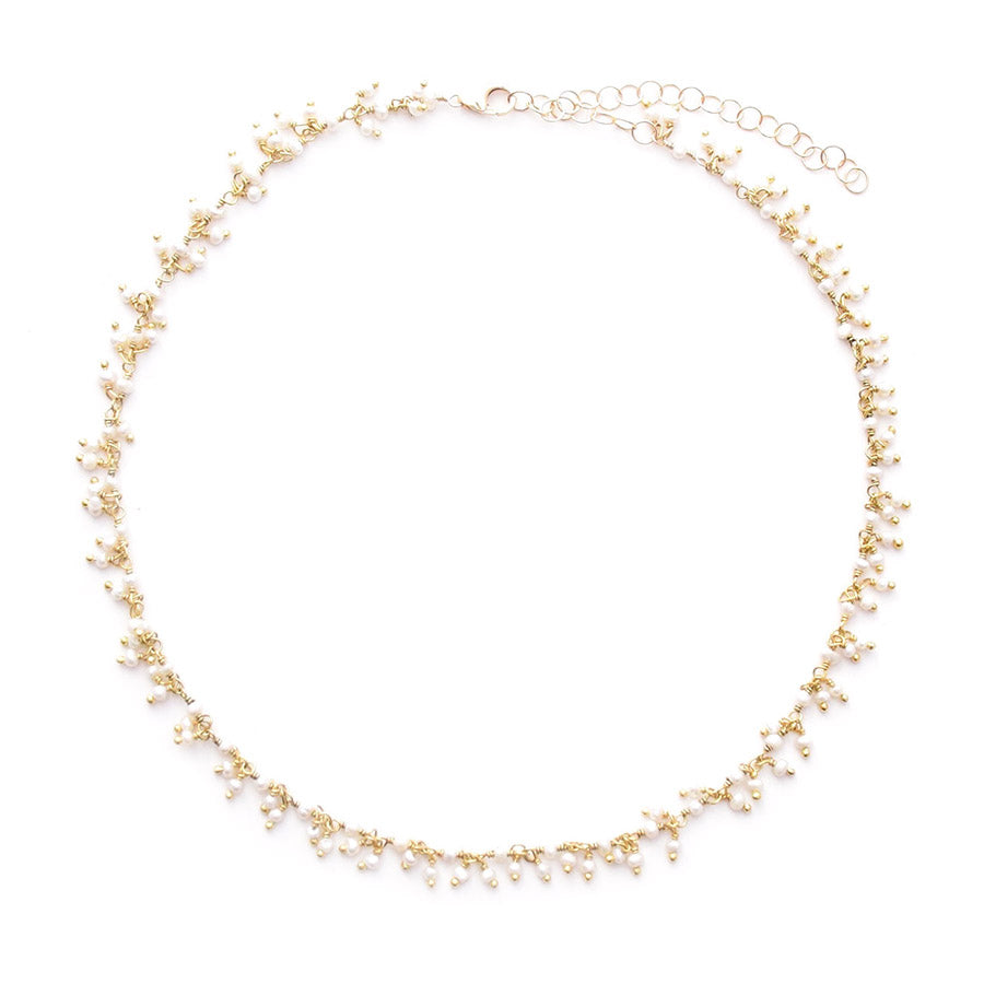 wire-wrap pearl dangle choker