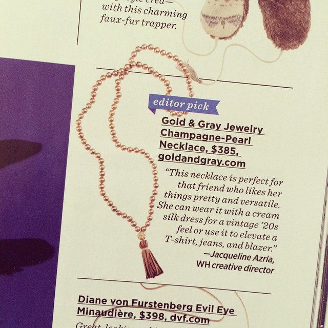 knotted champagne pearls & tassel