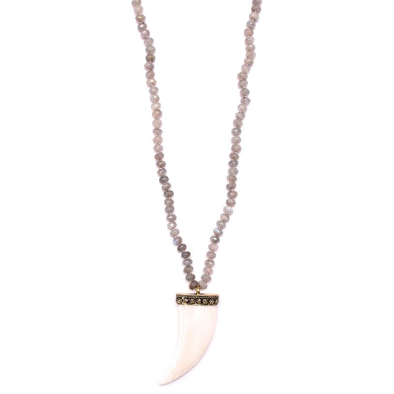 knotted labradorite & bone horn