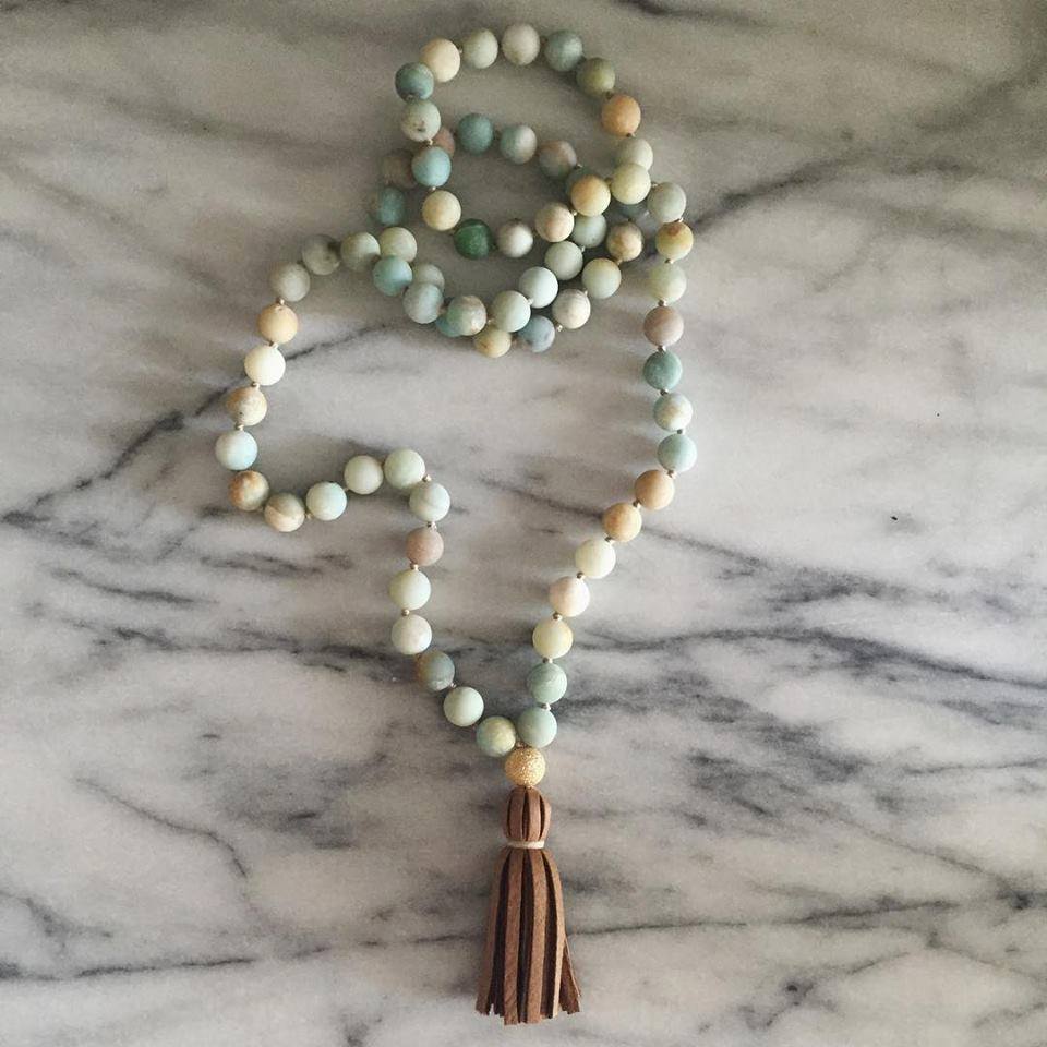 knotted matte amazonite & tassel