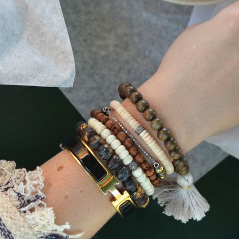 bone & diamond rondelle adjustable bracelet