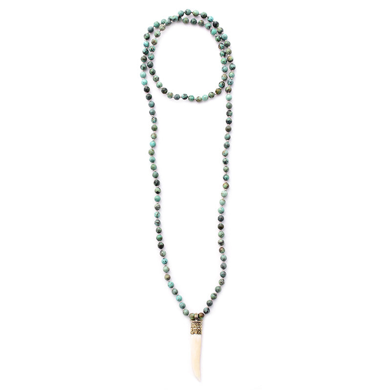 african turquoise & bone tusk