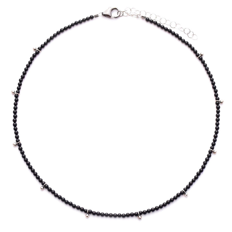 black onyx & silver drops