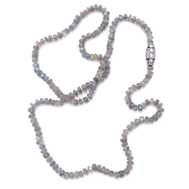 labradorite & rose cut diamond bead