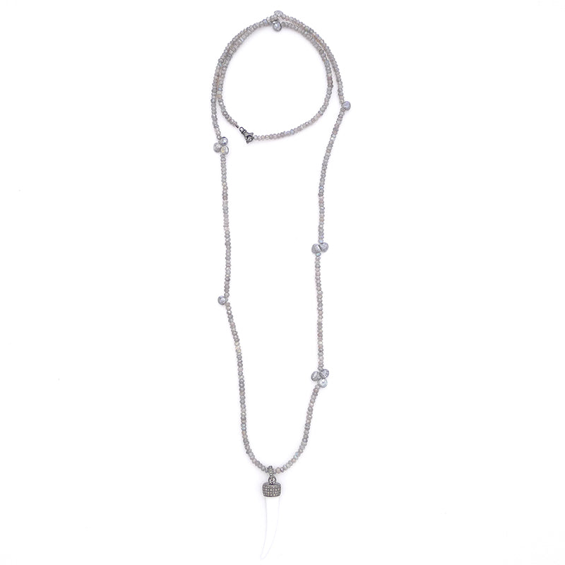 labradorite with diamond & agate tusk