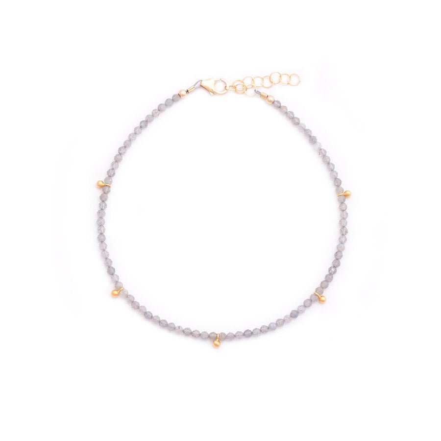 labradorite gold drops anklet