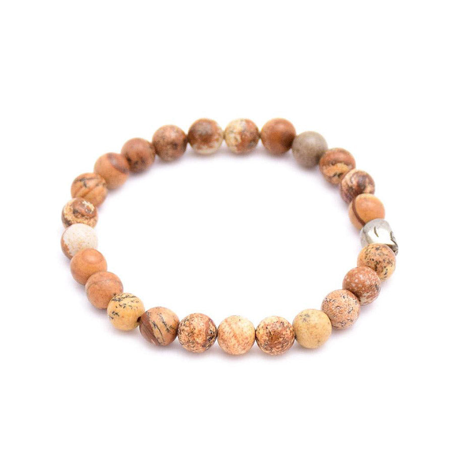 men's pyrite skull & picture jasper