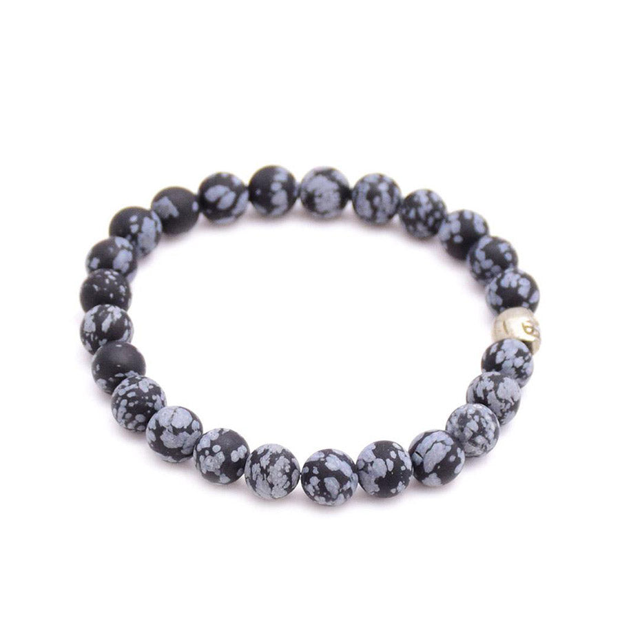 men's pyrite skull & snowflake obsidian