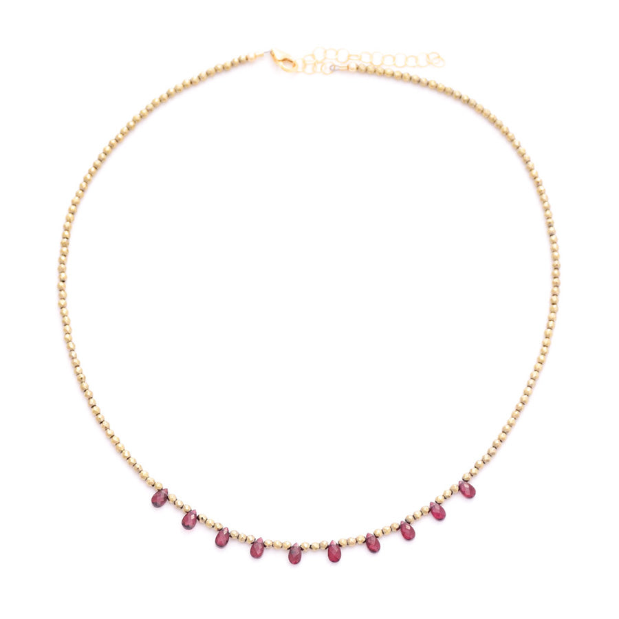 gold pyrite & garnet teardrops