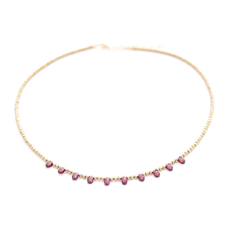gold pyrite & garnet teardrops