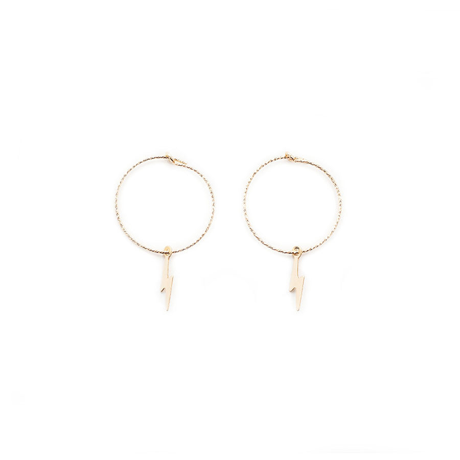 faceted hoops w/ lightning bolts