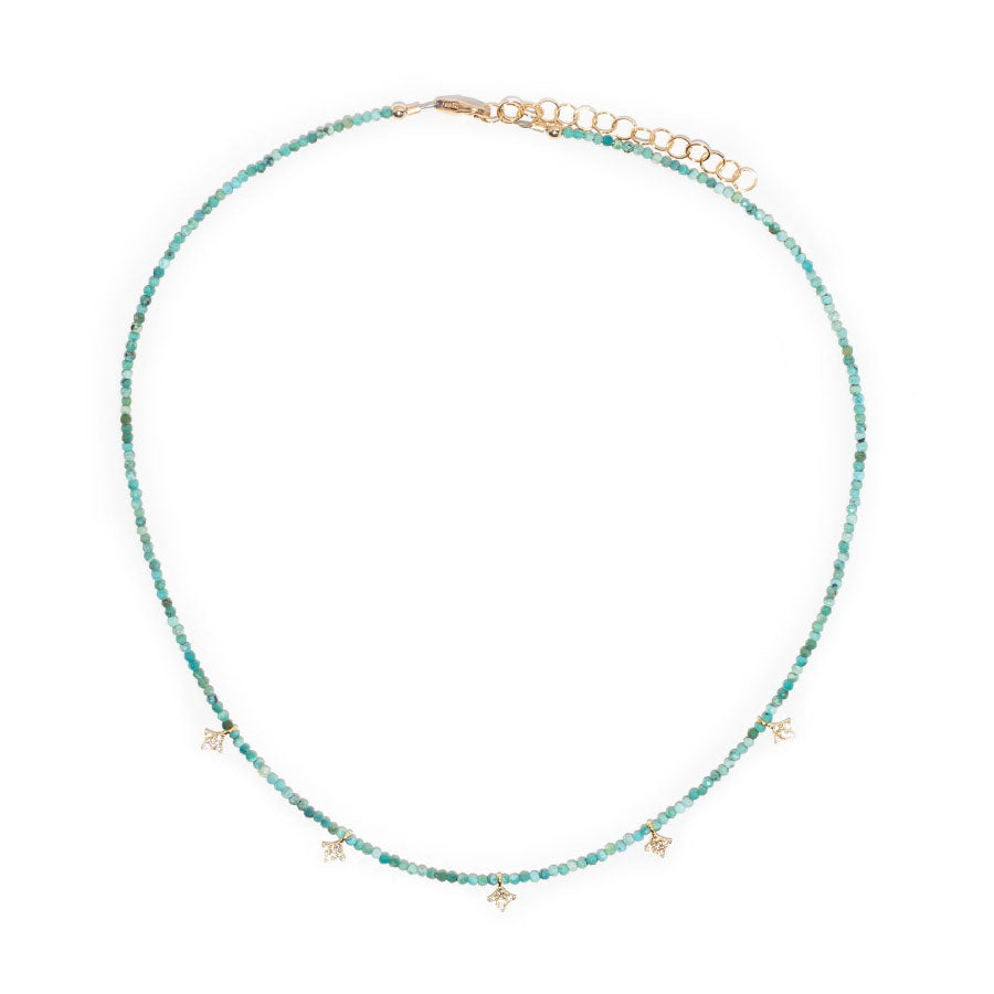 tiny turquoise & pave diamond shape drops