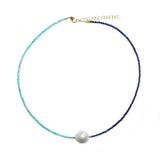 turquoise, lapis & white pearl