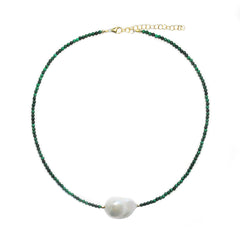 malachite & white baroque pearl