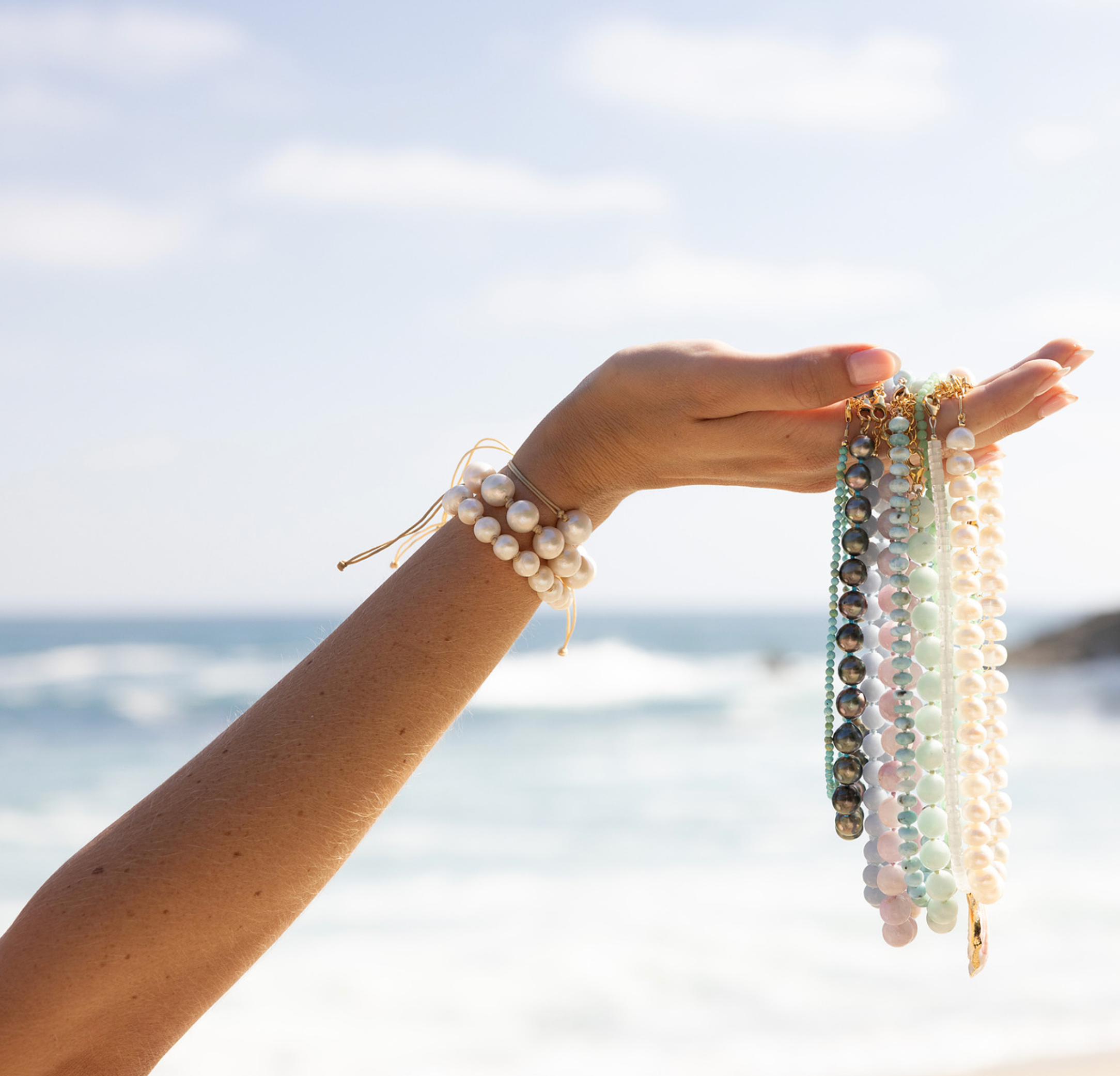 knotted cord pearl bracelet - small