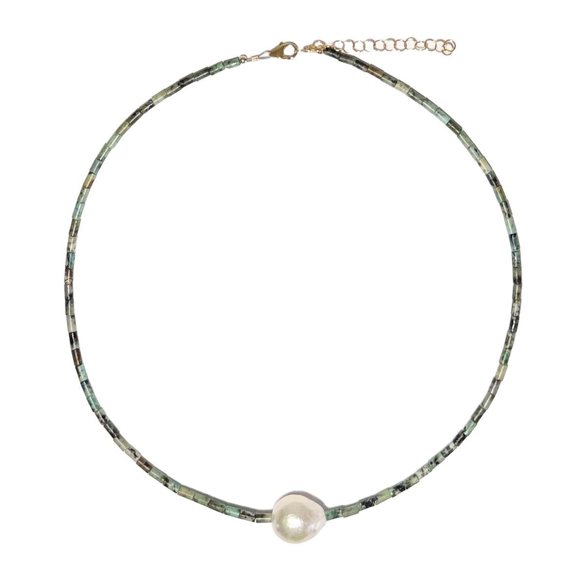 african turquoise tube beads & pearl