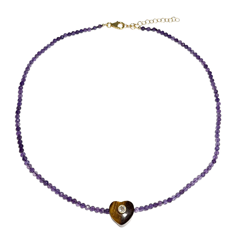 amethyst & tiger's eye heart