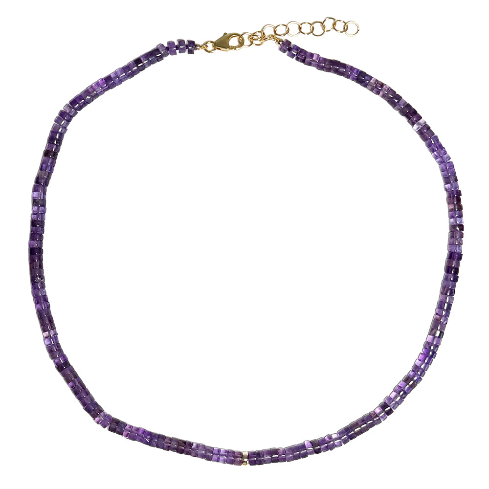 amethyst heishi necklace