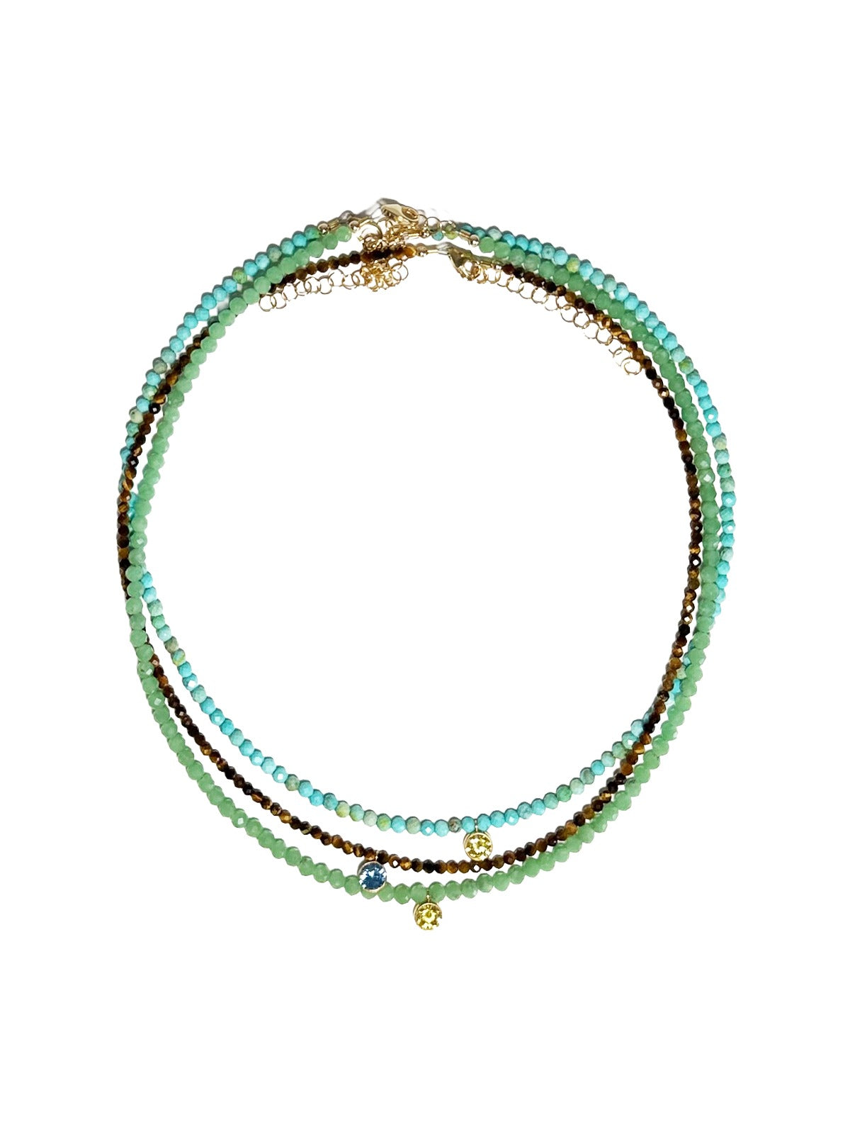 tiger's eye & bezel aqua
