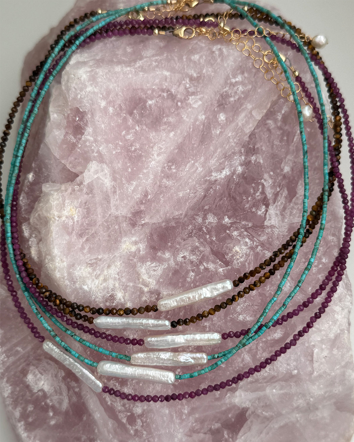 tigers eye & biwa pearl