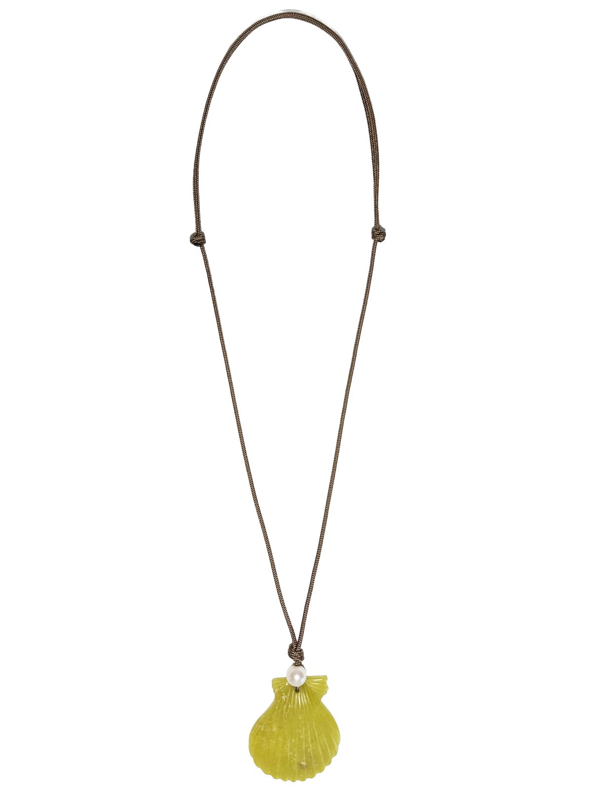carved seashell & cord necklace