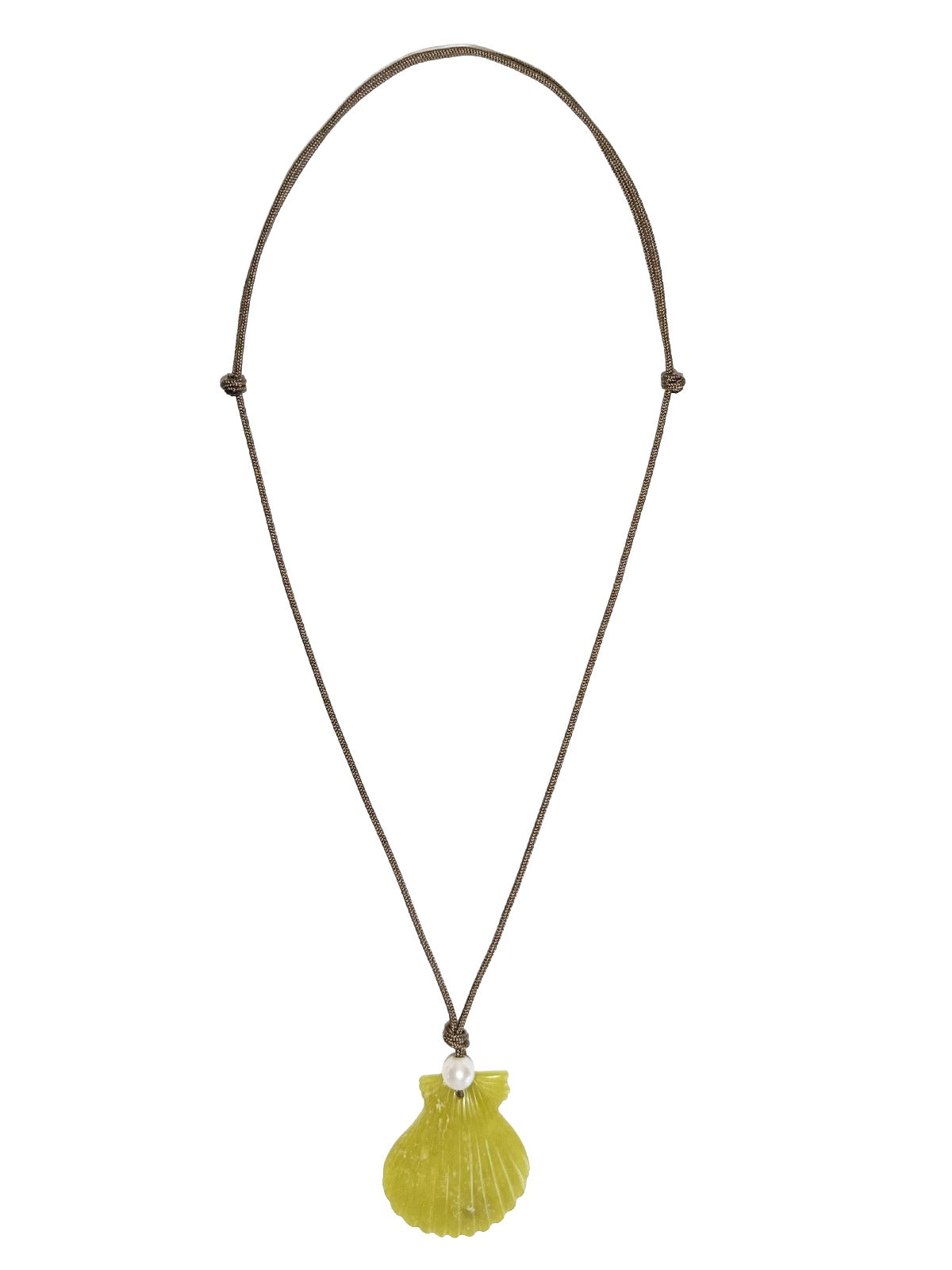 carved seashell & cord necklace