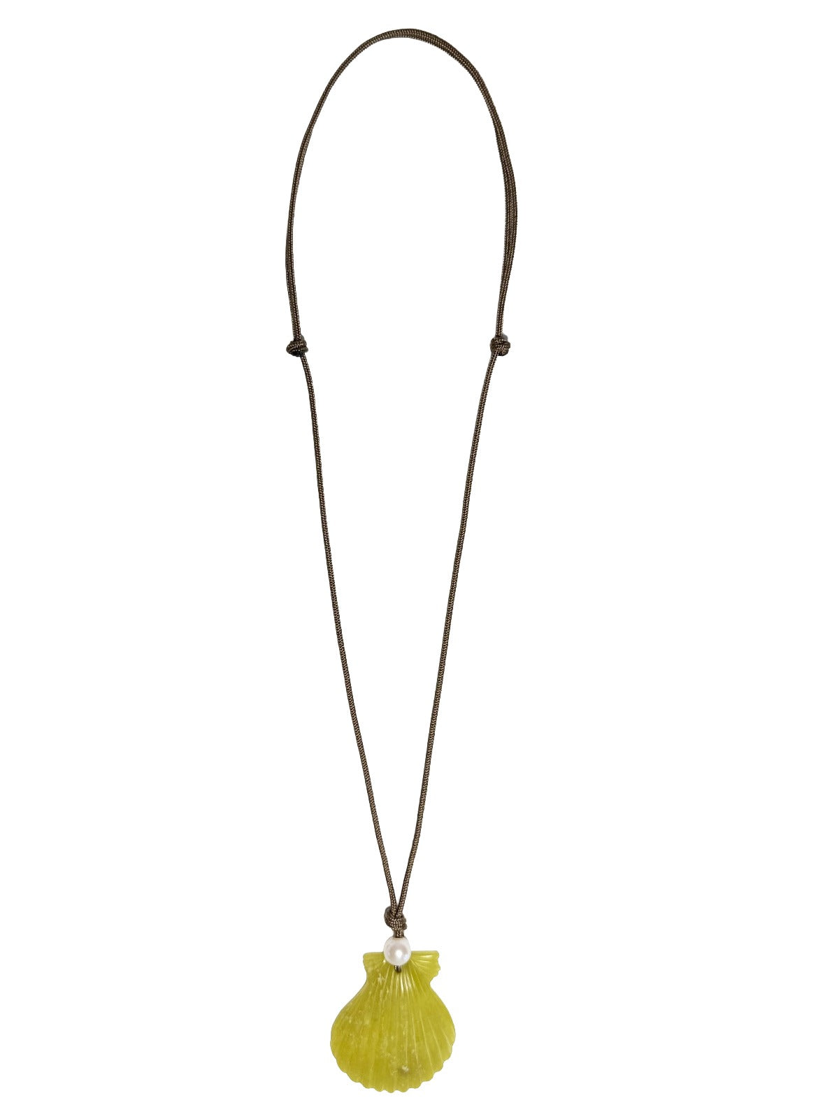carved seashell & cord necklace