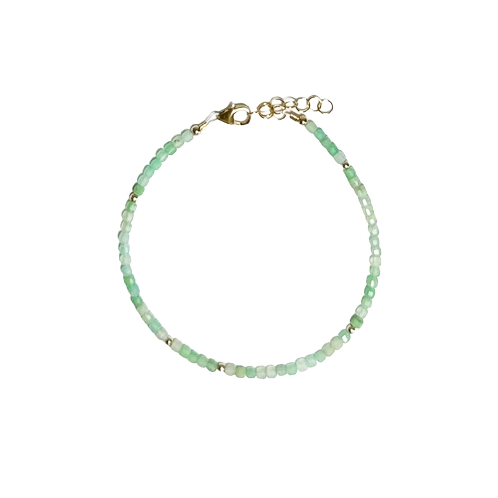 Chrysoprase Cube Beads Bracelet