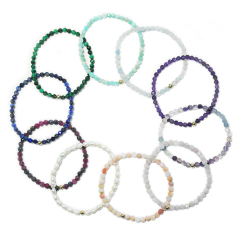 4mm Gemstone Elastic Bracelet