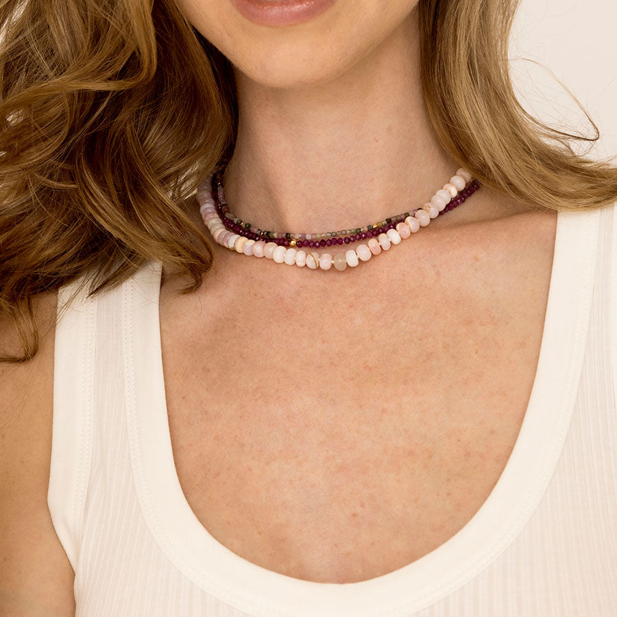 Pink Candy Opal Rondelles