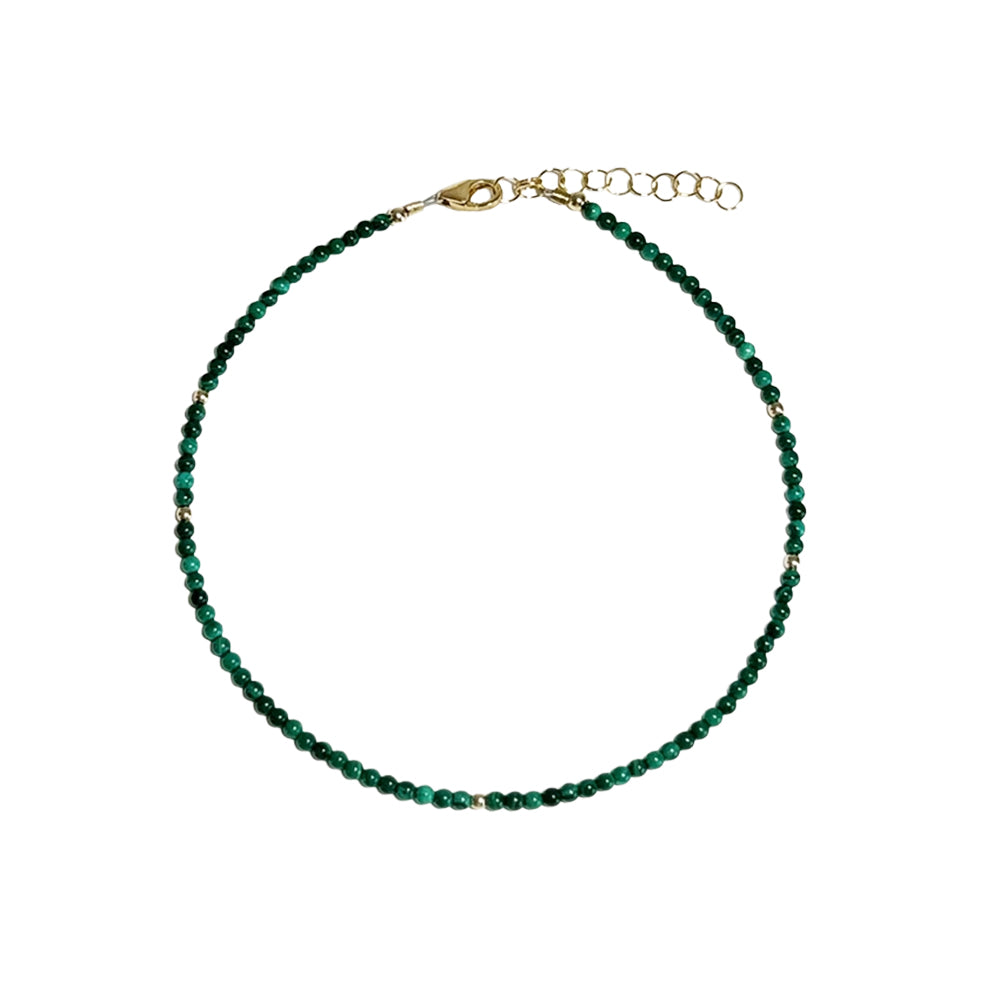 malachite & gold beads anklet