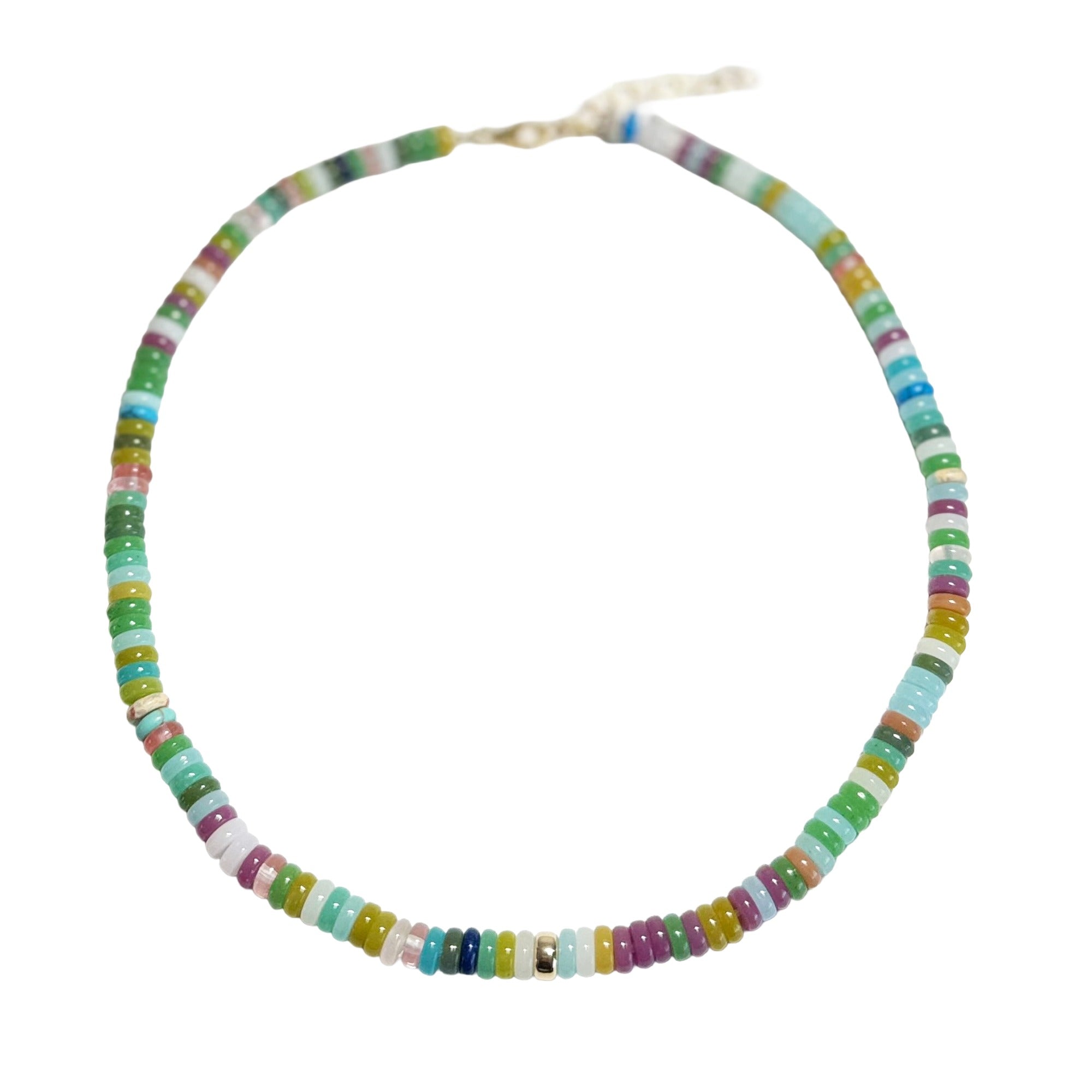 mix gemstone heishi necklace