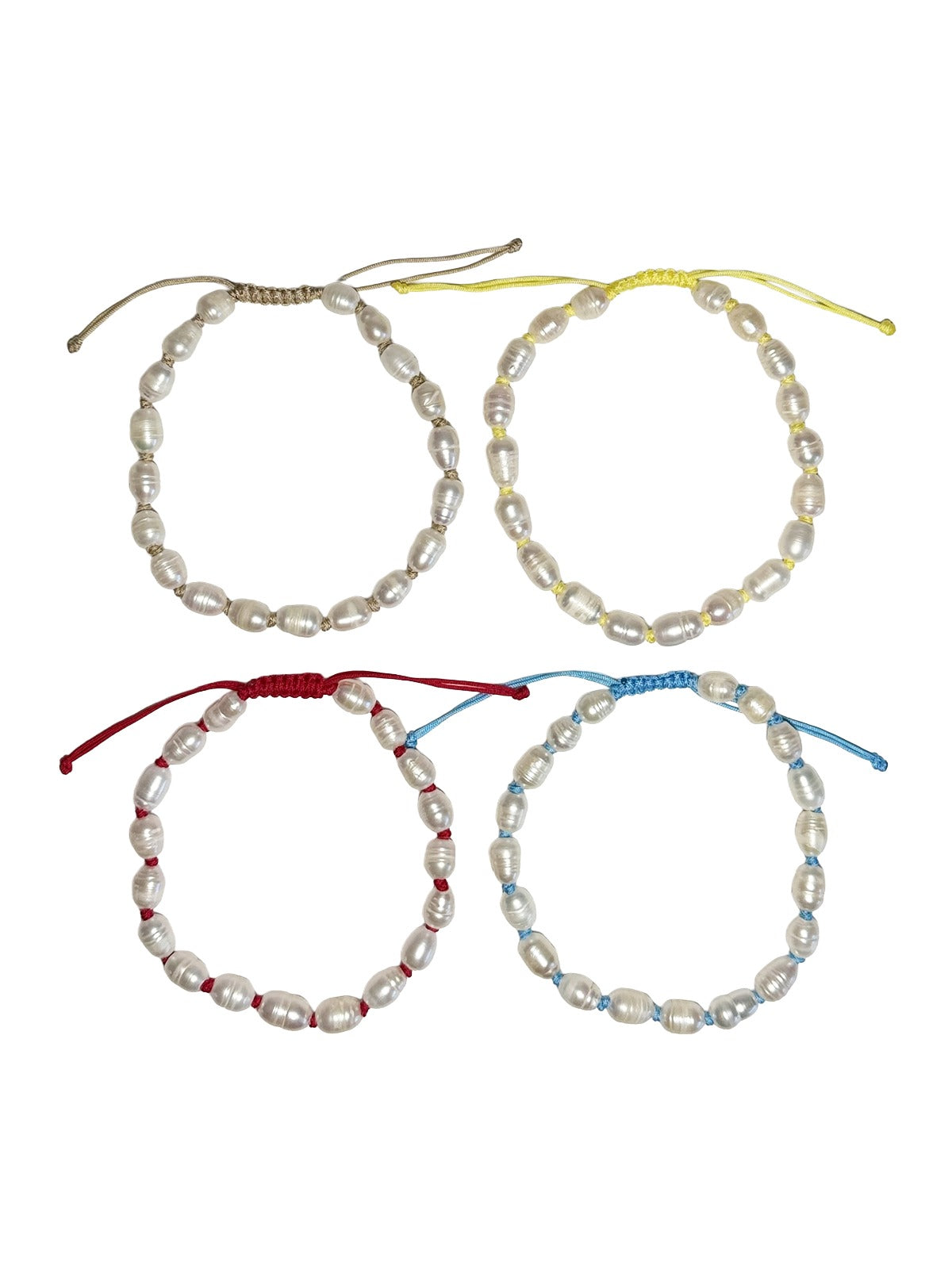 knotted nylon pearl anklet