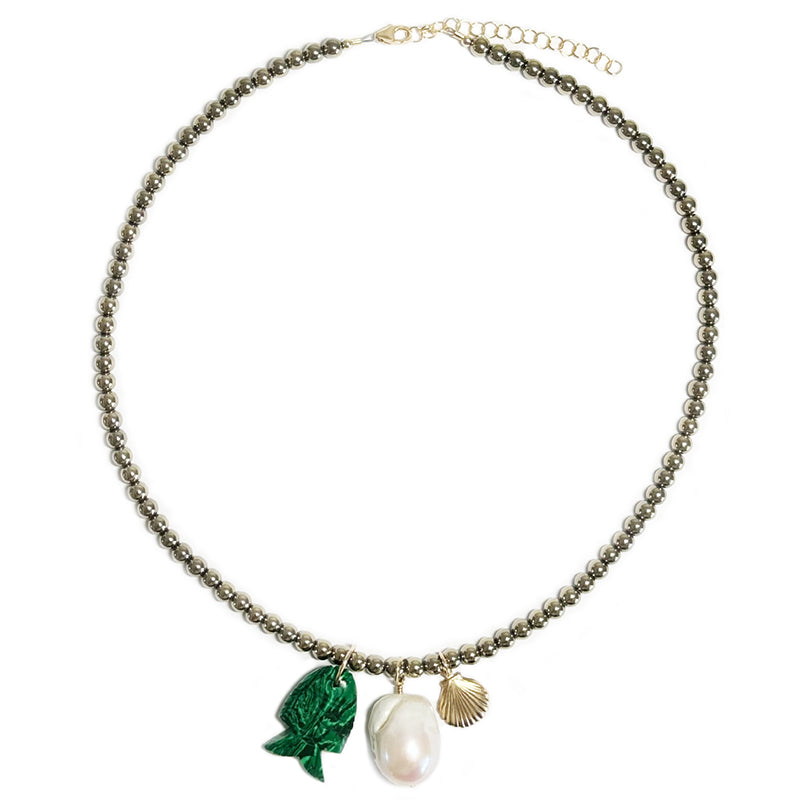 pyrite charm necklace
