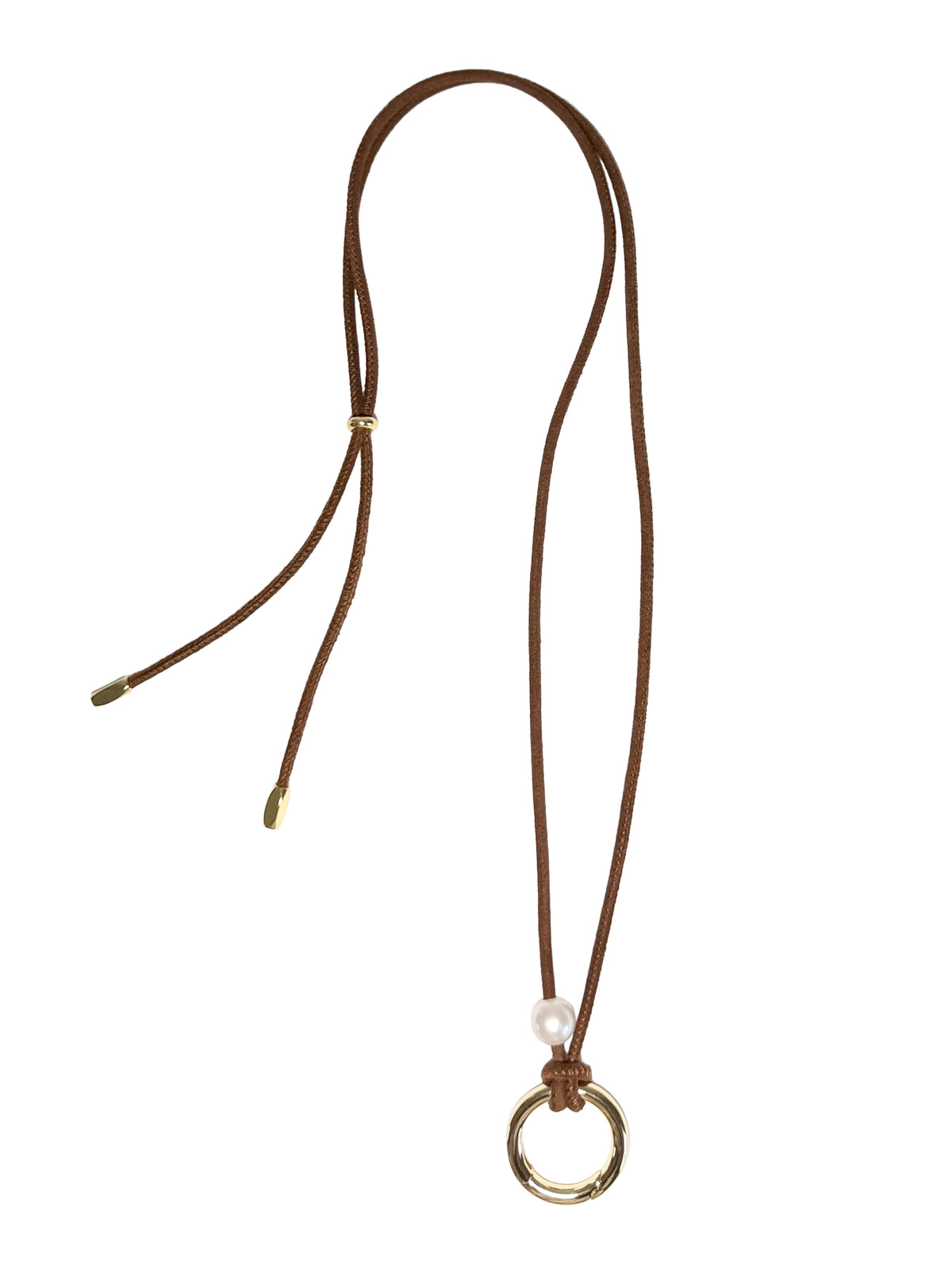 suede pearl link cord necklace