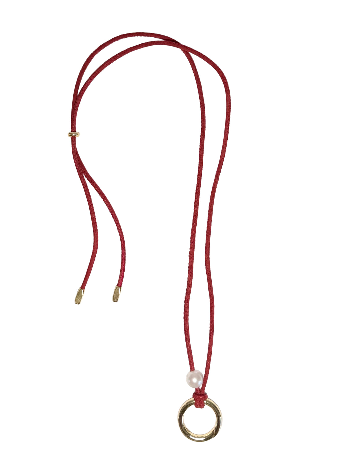 suede pearl link cord necklace