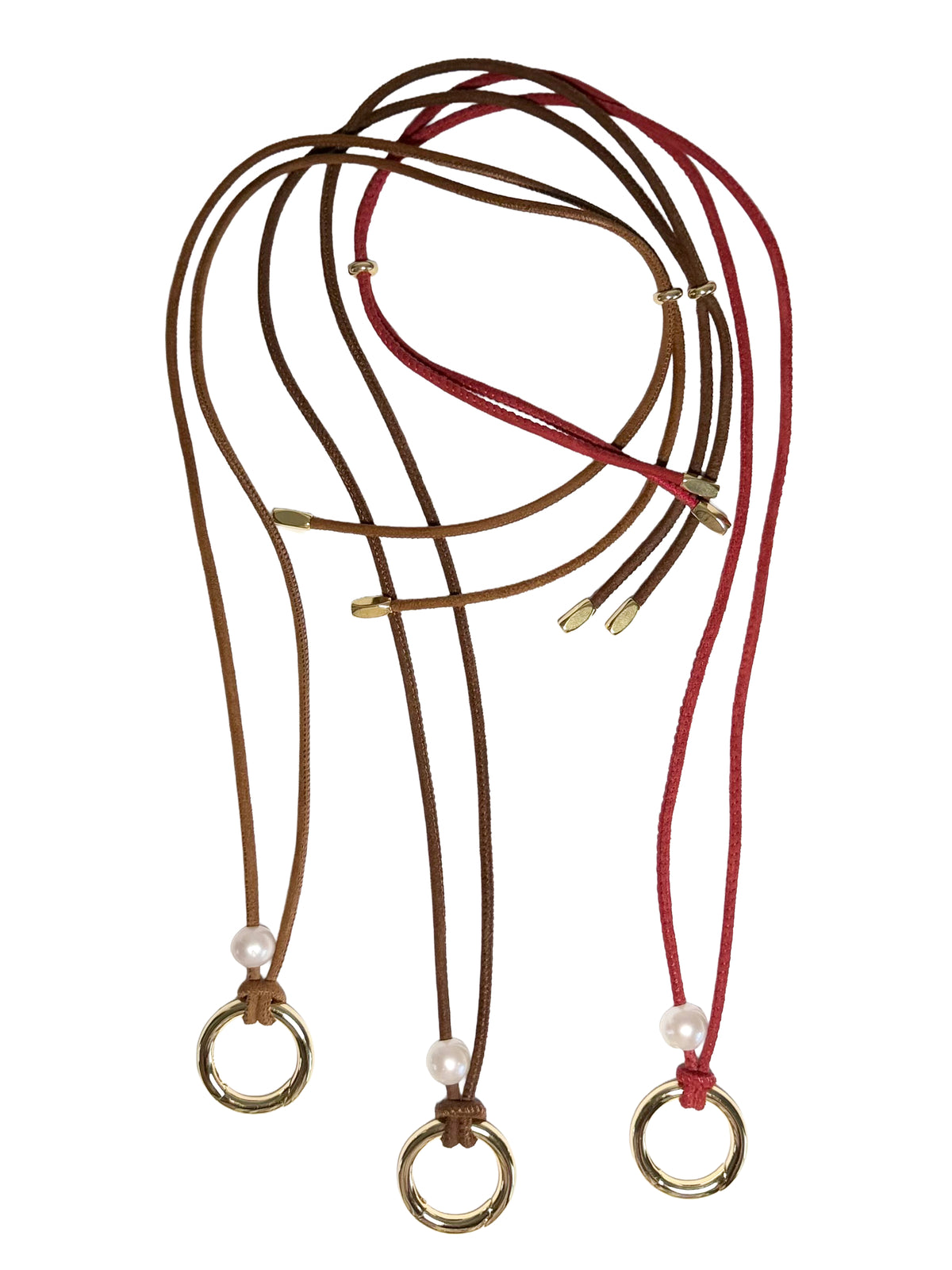 suede pearl link cord necklace