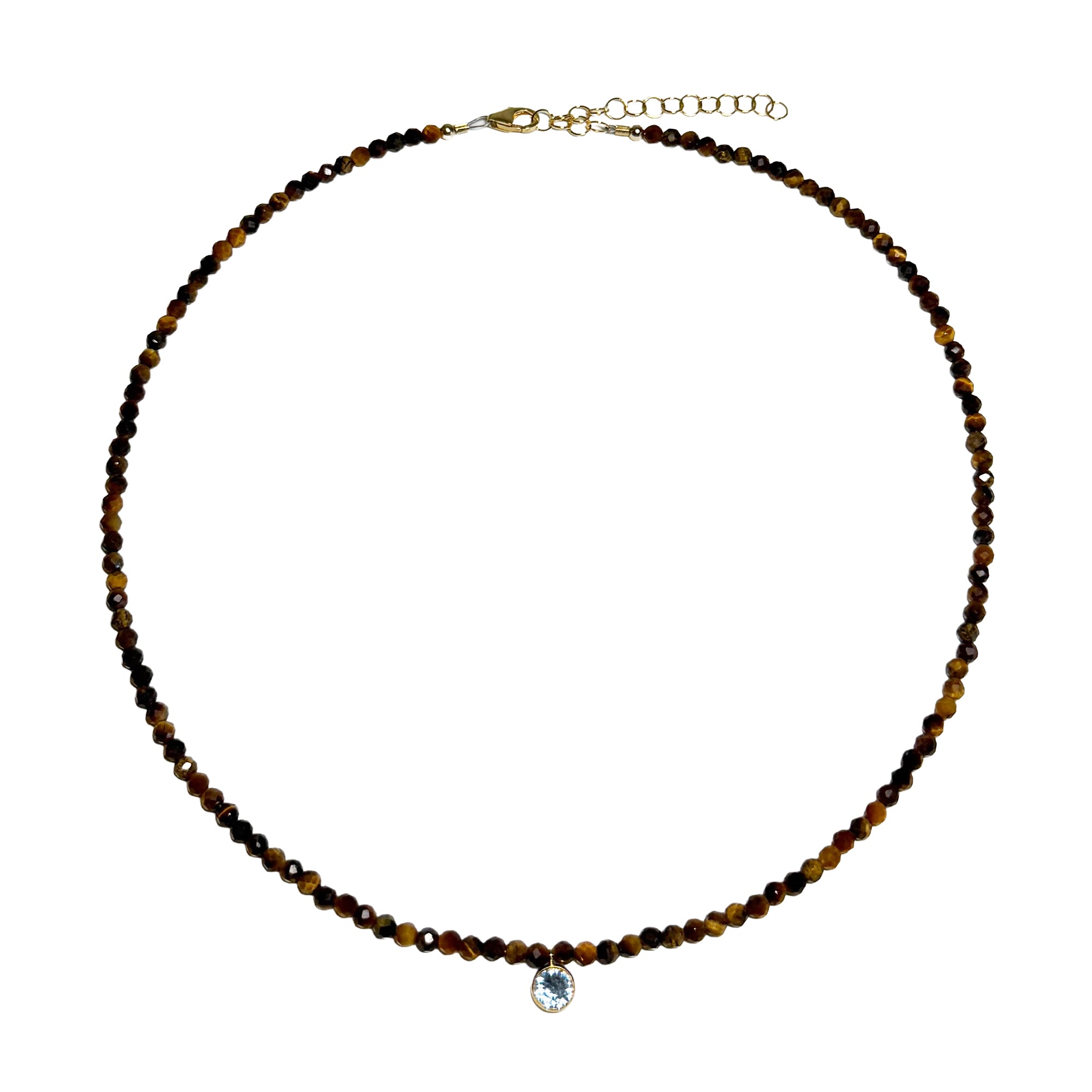 tiger's eye & bezel aqua