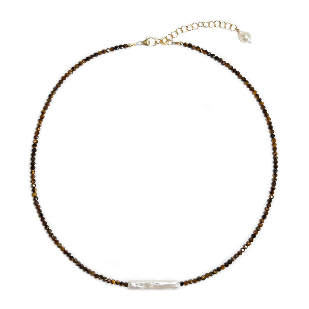 tigers eye & biwa pearl