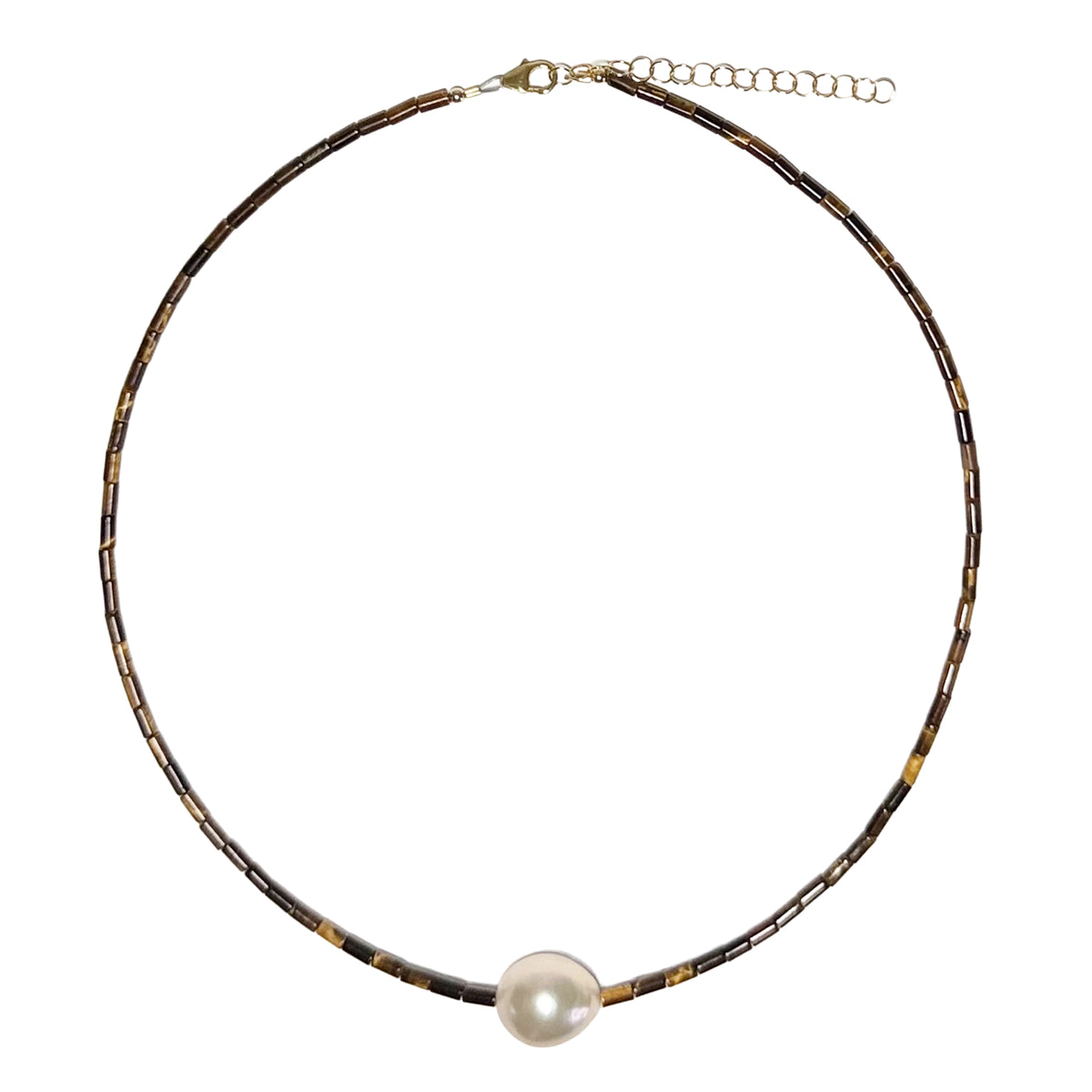 tiger's eye tube beads & pearl
