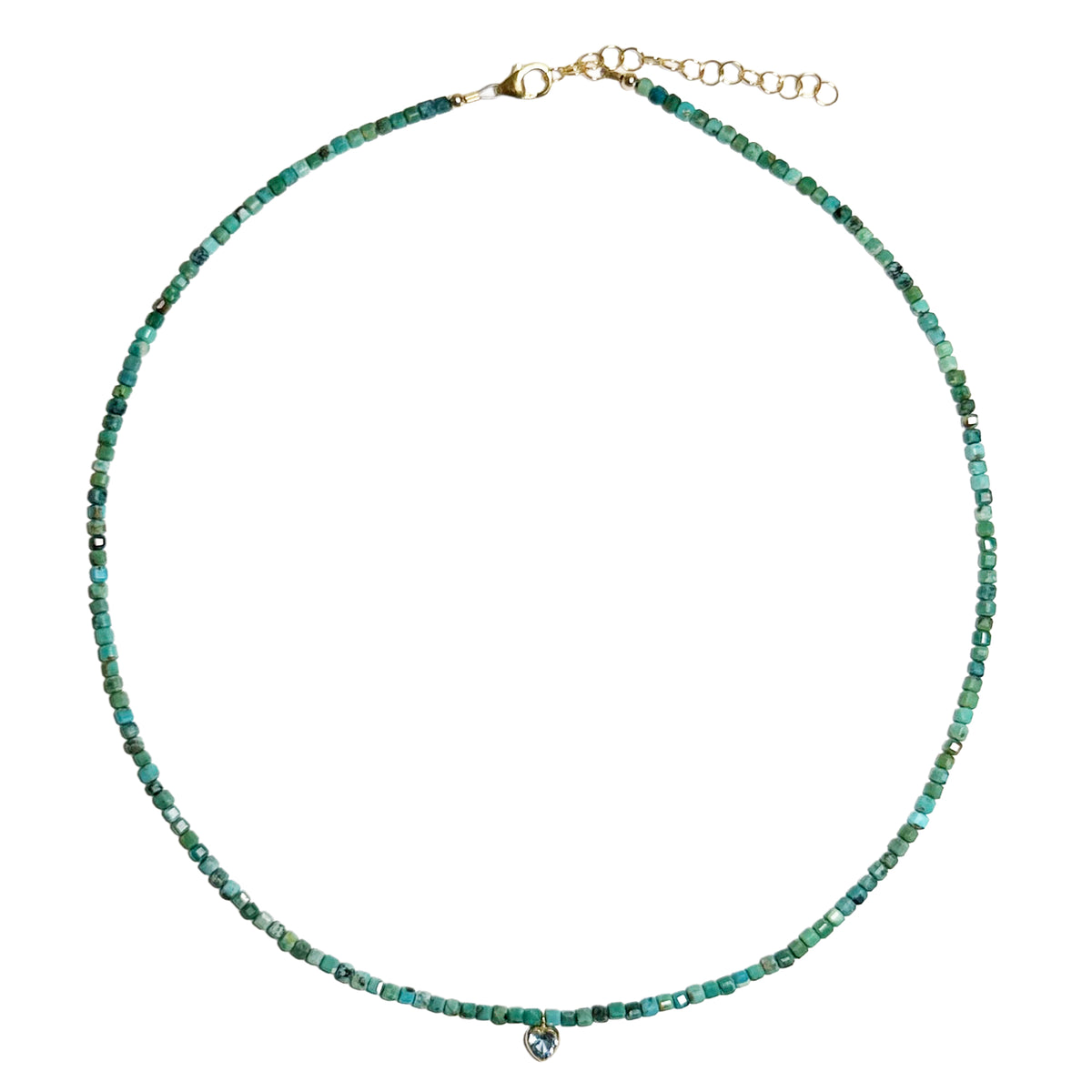 turquoise cubes & bezel heart aqua
