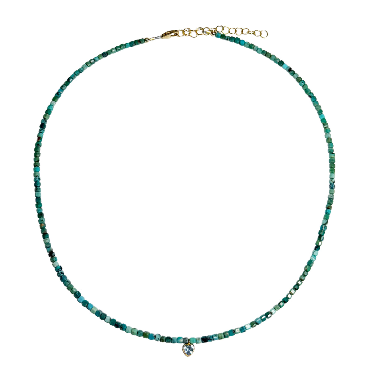 turquoise cubes & bezel heart aqua