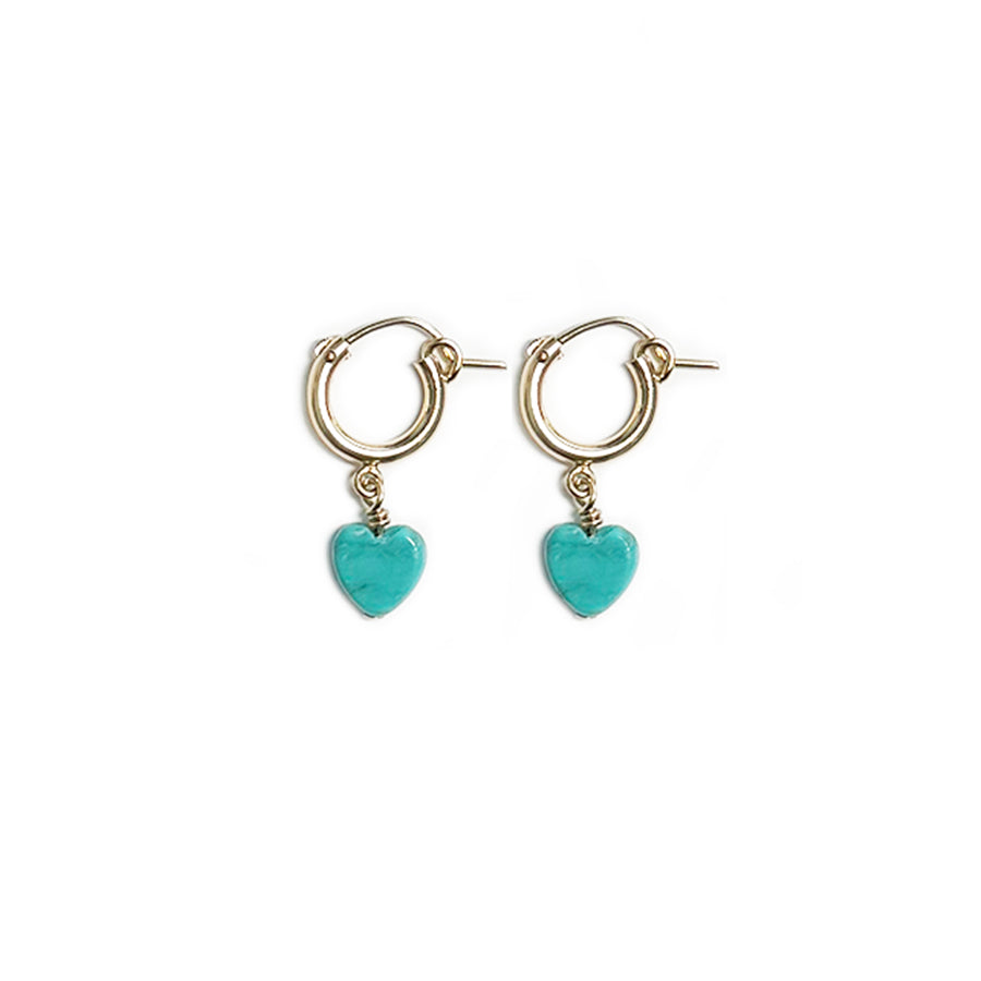 turquoise heart hoops