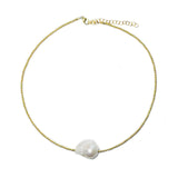 goldfill beads & white baroque pearl