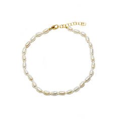 knotted white pearls anklet