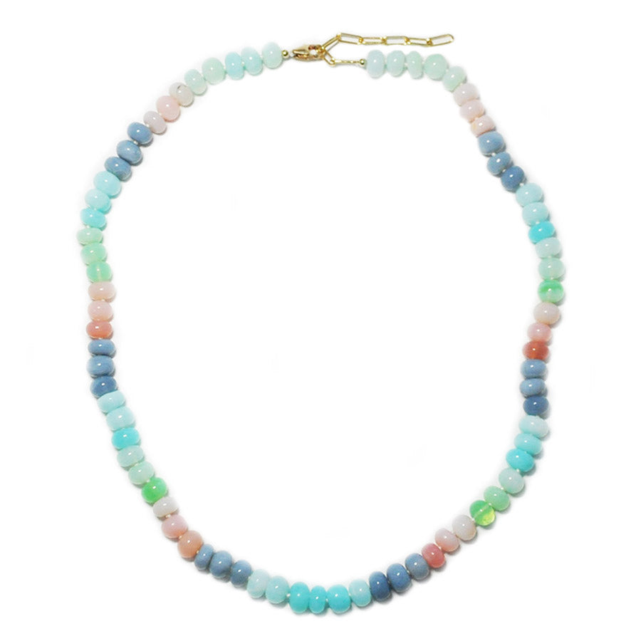 Ombre pink, blue & green opal rondelles necklace