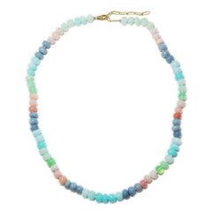 Ombre pink, blue & green opal rondelles necklace