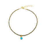 pyrite & bezel turquoise drop anklet