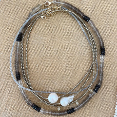 ombre smoky quartz heishi necklace