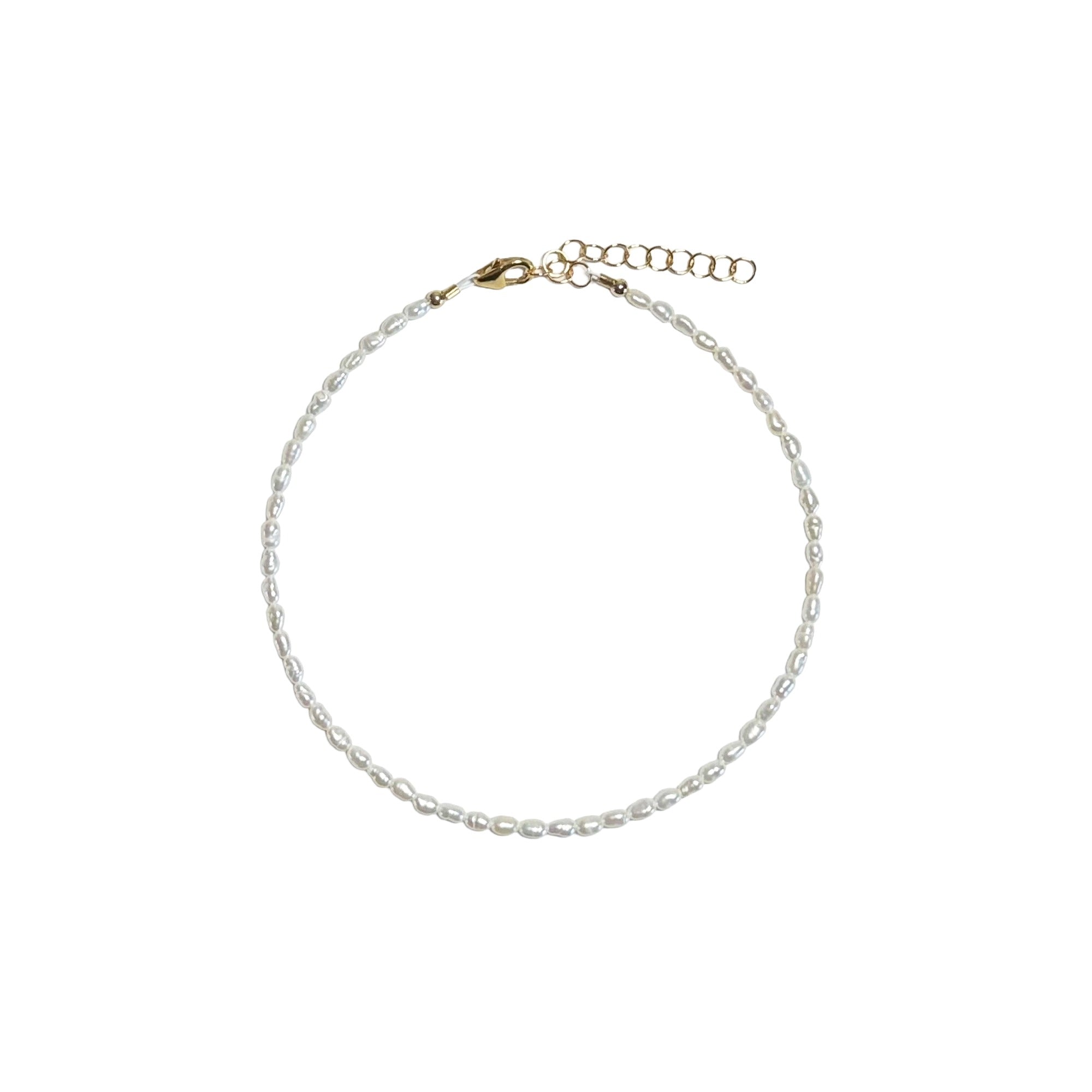 white rice pearls anklet